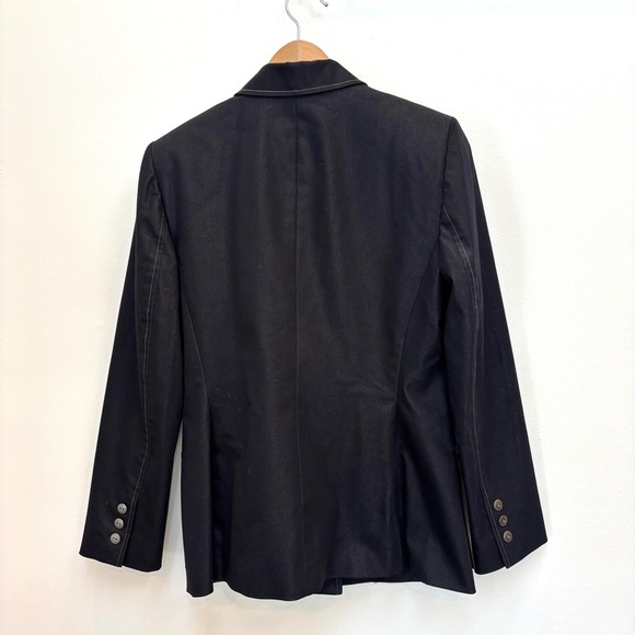 Tahari Stretch Denim Blazer Dark Wash Two Button Indigo Blue Academia Office 6 - Picture 3 of 11